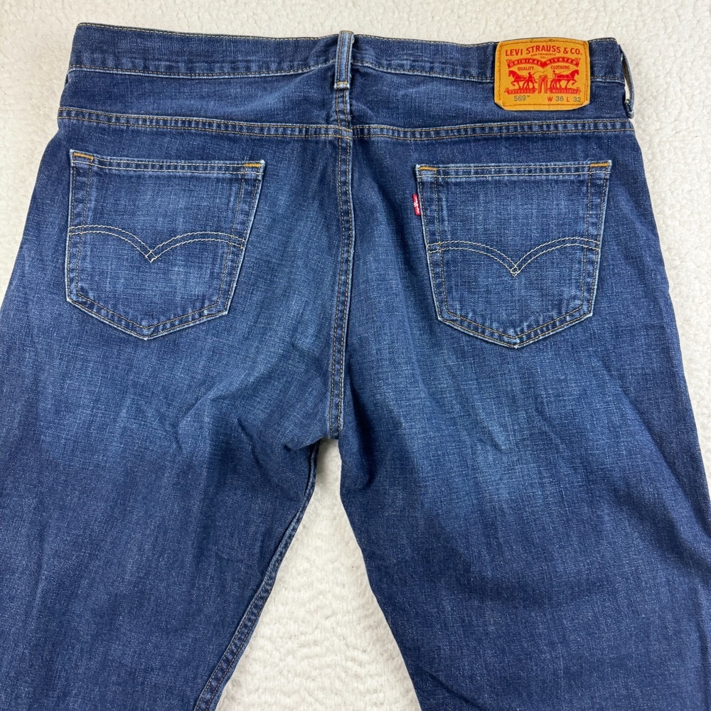 Levi's 569 Loose Fit Straight Leg Jeans Mens 36x32 Blue Denim Cotton Mid Rise - Picture 10 of 12